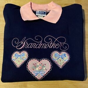 VTG ‘90s Valentine’s Day Grandmother embroidered hearts crewneck sweater L NWOT